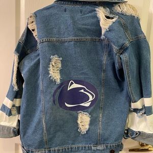Oversized Jean Jacket w Penn State Logo